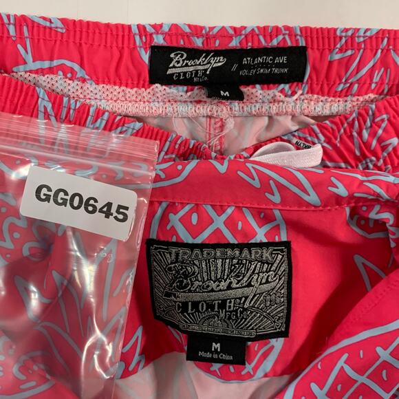 Brooklyn Cloth M Mens Pineapple Hawaiian Shirt Volley Swim Trunk Pink - Picture 2 of 12